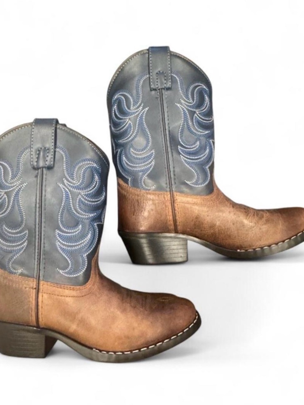 Kids Two-Tone Western Boots - Brown & Blue
